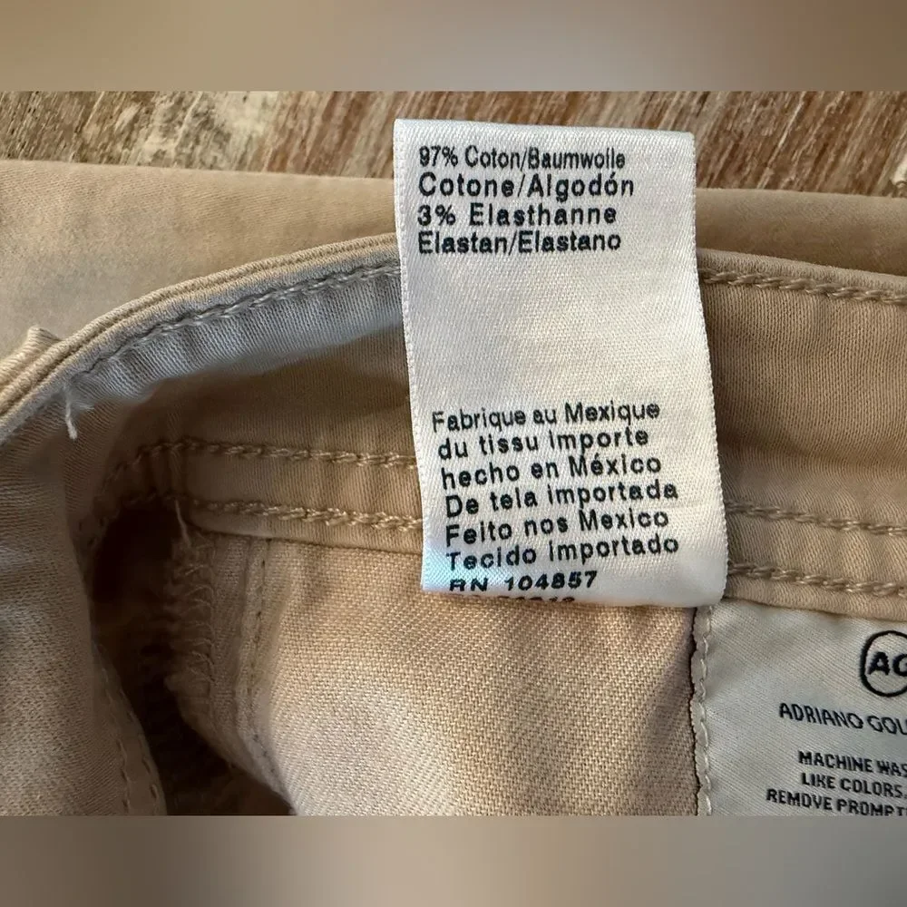 Ag Adriano Goldschmied Pants Men's Size 30 X 32 Everett Slim Straight Khaki Tan
